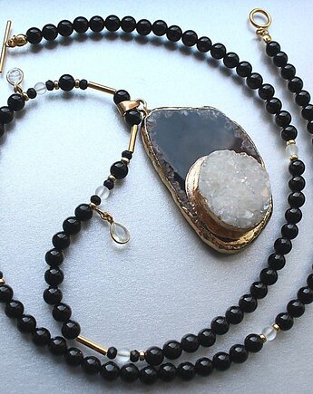 Naszyjnik z onyksem, spinelem i kryształem górskim - Transformacja energii, KEIT