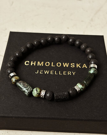 Bransoletka Męska Unikatowa Serafnit i Turmalin, Chmolowska Jewellery