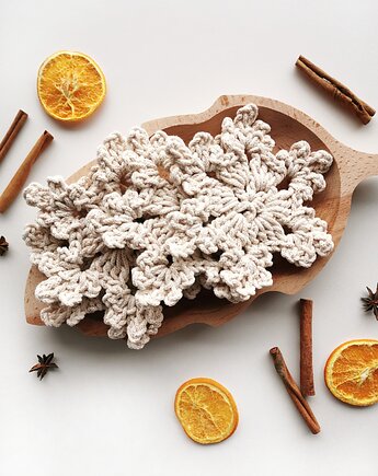 Gwiazdki śnieżynki kremowe 4szt., Lana Design