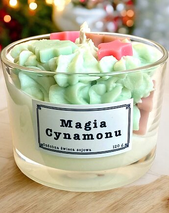 Ozdobna świeca sojowa zapachowa Magia Cynamonu, Mech i żywica