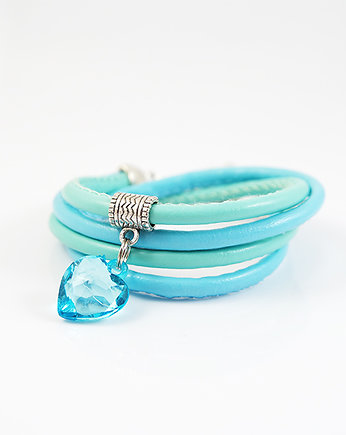 Bransoletka - Niebieskie serce - owijana, yenoo