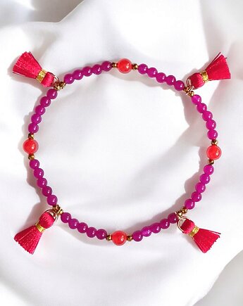 NA NOGĘ : summer energy : jadeit i chwosty : fuksja-pomarańcz-czerwień, kaktusia