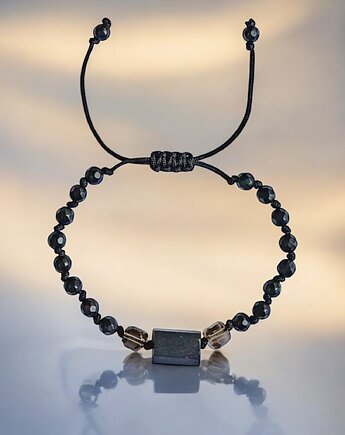 Ochronna bransoletka - czarny turmalin, kwarc dymny, onyks mat, kaktusia