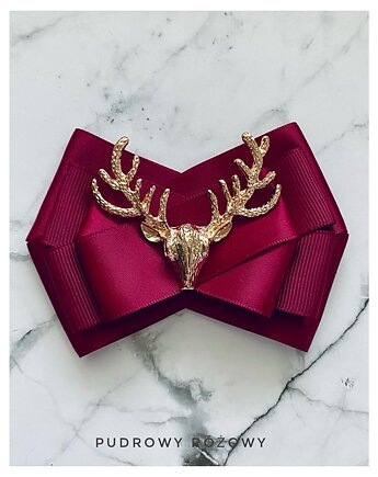 Brosza   z Reniferem New Collection Mikołajki Święta, Pudrowy Różowy