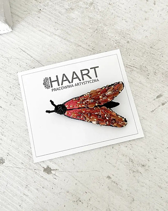 Broszka ĆMA 11 ręcznie haftowana przypinka owady motyle, HAART