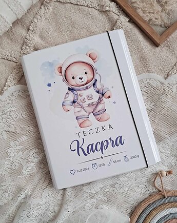 TECZKA miś kosmonauta  z metryczką, prezent na roczek, narodziny, Chrzest, LOO LOO DREAM