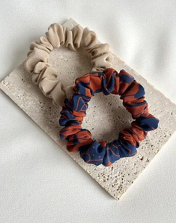 2 jedwabne gumki scrunchies Ellie & Beige Silk, Volie Line