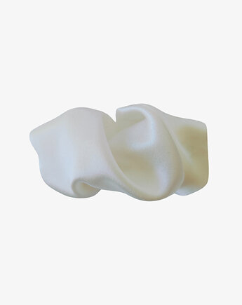 Scrunchie spinka klamra jedwabna biały lotos, Capillum