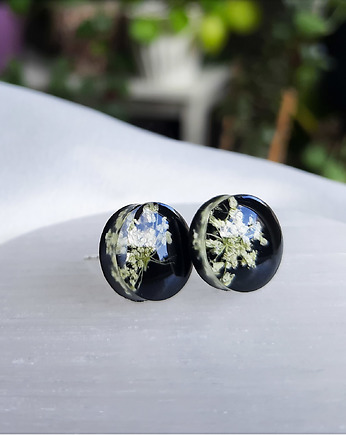 Okrągłe kolczyki sztyfty z dziką marchwią, duże, Figa handmade accessories