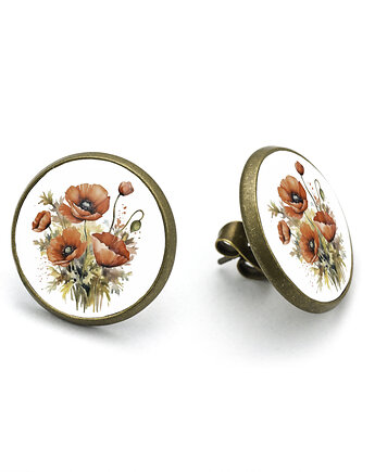 Kolczyki sztyfty Bukiet Maków maki vintage kwiatowe kolczyki handmade, laluv