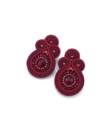 Kolczyki sutasz bordowe sztyfty małe Gracia z kryształkami, Katrina Rossa