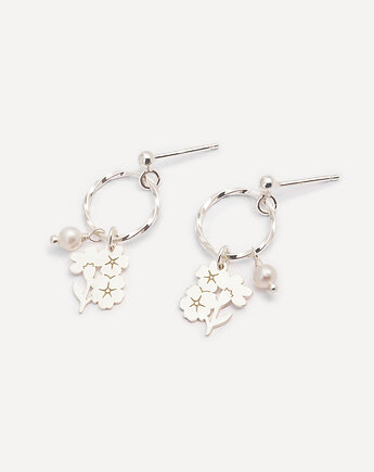 Kolczyki srebrne z niezapominajką i perłą  My way, ANIMALKINGDOM