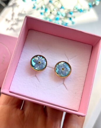 Kolczyki niezapominajki na błękicie, Frant Art Jewellery