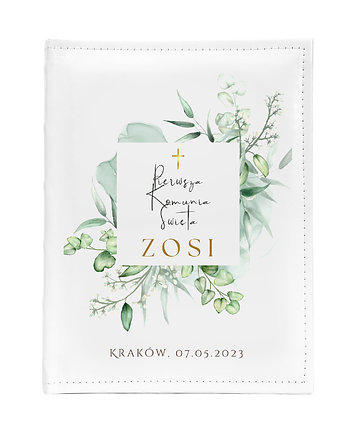 ZIELONE LIŚCIE  album komunijny I Komunia święta, prezent dla dziewczynki, LOO LOO DREAM