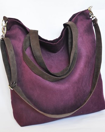 Torba na ramię XL - oberżyna, brąz, PRACOWNIA 166