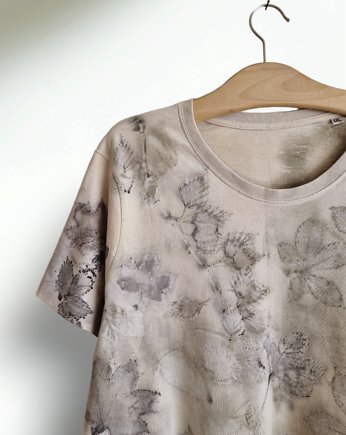 T-shirt ekoprint roślinny bawełna plus size, HERBE DESIGN