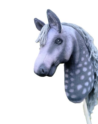 Hobby horse A4 szary jabłkowity koń na kiju, HorsoveLove