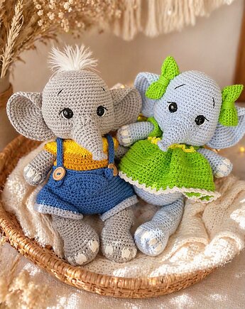 Zestaw maskotek Słoniki szydełkowe zabawki, Pracownia Deco