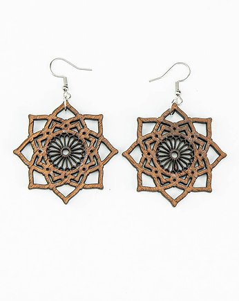 Drewniane kolczyki MANDALA Merbau, bewood