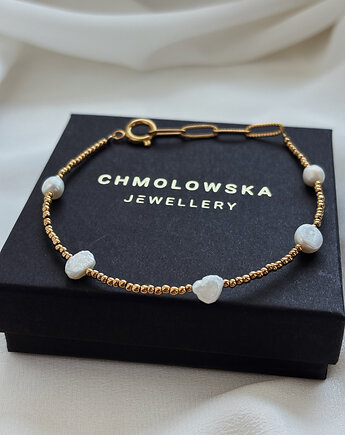 Bransoletka na nogę Hematyt i Perły, Chmolowska Jewellery