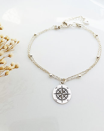 Bransoletka z kompasem, srebrny kompas, Anemon Atelier