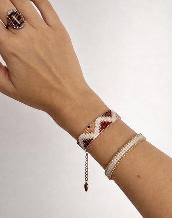 Zestaw bransoletek stal chirurgiczna szklane koraliki Toho, Marigold