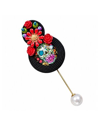 Sugar Skull - broszka sutasz, Mró Soutache