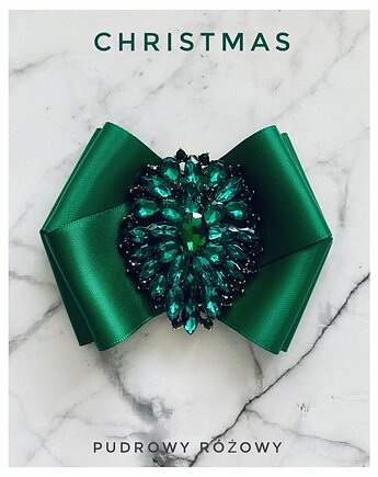 Zielona Brosza z ozdobą z kryształkami NOWOŚĆ, Pudrowy Różowy