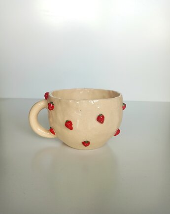 Ceramiczny ręcznie robiony kubek w poziomki, Ceramic Reve