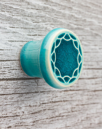 Gałka ceramiczna do mebli, turkusowa, wz.4, pracowniazona