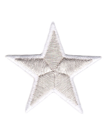 Naszywka naprasowanka GWIAZDKA termo haft dla dzieci 6x5,6cm biało-srebrna, Wyszywane