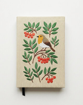 Haftowany notes - rudzik w jarzębinie, PanFelicjan