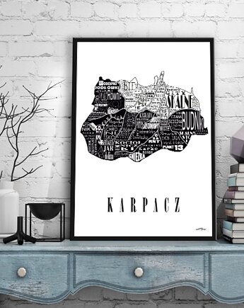 Mapa - KARPACZ plakat czarno biały, Be ART