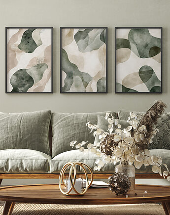 Zestaw plakatów - Tryptyk abstrakcja  (set243), raspberryEM