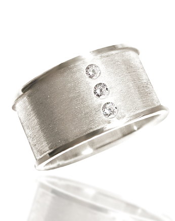 Matowa obrączka z cyrkoniami, srebro 925, Toros Design