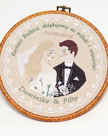 Haft ślubny w oprawie 20 cm,pamiątka ślubna, podziękowania ślubne 43, Plasun
