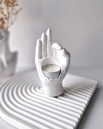 Świecznik tealight - dłoń white, nejmi art