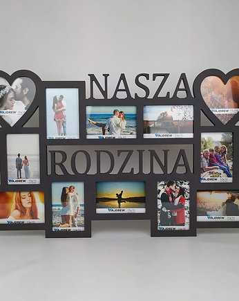 Multirama ramka na zdjęcia z napisem Nasza Rodzina 12 zdjęć serca antracyt, Wajdrew