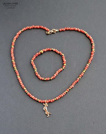 Dla kochającej jamniki Komplet wisiorek i bransoletka miły prezent handmade, Galeria Limart