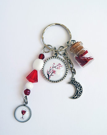 Breloczek - Kwiat wiśni, wino, piórko, yenoo