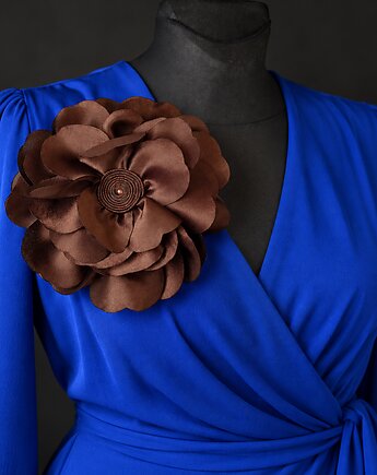 Duża broszka Czekoladowy Kwiat, Mró Soutache