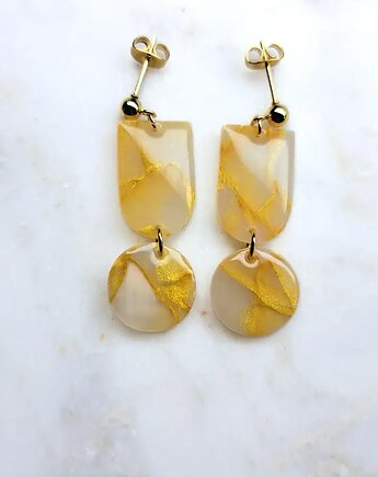 Złote geometryczne kolczyki sztyfty, Marshmaglow