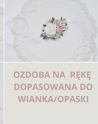 Bransoletka z kwiatów komunijna, ozdoba na rękę do komunii. korsarz, Petite Dame