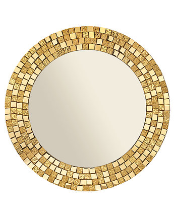 Lustro okrągłe złote, ścienne, lustro mozaikowe złota rama, lustro glamour, BALMAKO
