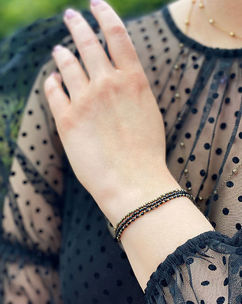 Bransoletka Potrójna Piryt i Turmalin złoto, Brazi Druse Jewelry