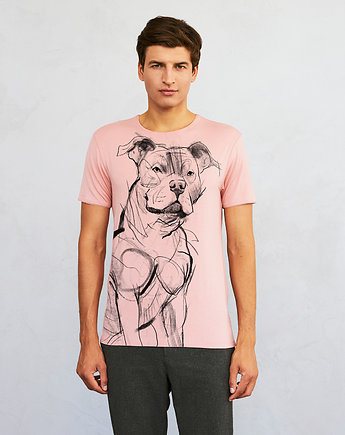 Staffordshire Bull Terrier Dog Men's T-shirt light pink, SELVA