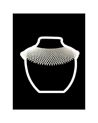 Perłowa kolia kołnierzowa z koralików, elegancki naszyjnik handmade, ślubny, ArtGez