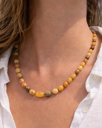 Matowy  naszyjnik z bursztynu bałtyckiego -  Naszyjnik Bursztynowy Korale, AmberMal