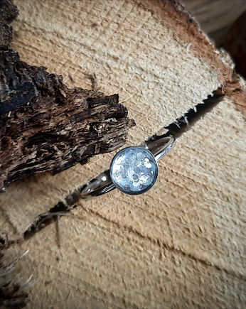 Mikro pierścionek z brokatem, Figa handmade accessories