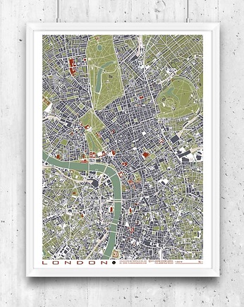 Plakat London - plan miasta, OSOBY - Prezent dla emeryta